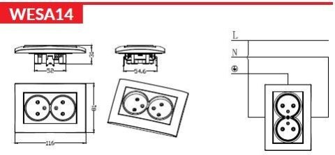 Gniazdo podwójne VCX WESA LC 14 Biały Gniazdo podwójne VCX WESA LC 14 Biały