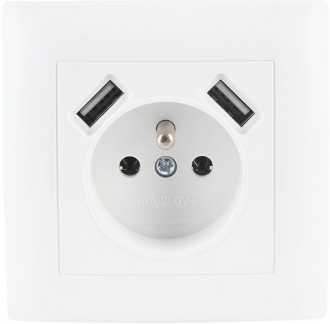 Gniazdo pojedyncze z uziemieniem z USB VCX WESA LC 13A Biały Gniazdo pojedyncze z uziemieniem z USB VCX WESA LC 13A Biały