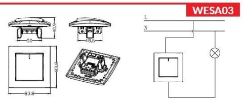 Łącznik pojedynczy z podświetleniem VCX WESA LC 03 Biały Łącznik pojedynczy z podświetleniem VCX WESA LC 03 Biały