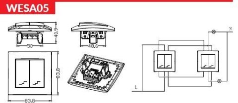 Łącznik schodowy podwójny VCX WESA LC 05 Biały Łącznik schodowy podwójny VCX WESA LC 05 Biały