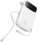 Powerbank Baseus QPow 2 10000mAh 30W z 2 wbudowanymi kablami USB-C - biały