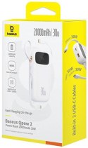 Powerbank Baseus QPow 2 10000mAh 30W z 2 wbudowanymi kablami USB-C - biały