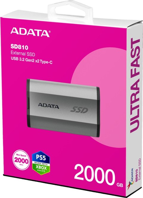 Dysk SSD Adata SD810 External 2TB USB3.2 srebrny