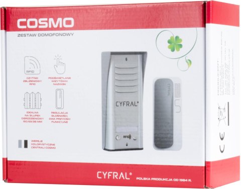DOMOFON CYFRAL COSMO 1-LOKATORSKI KASETA CZARNA/UNIFON CZARNY