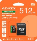 Adata Karta pamięci microSD Speed Plus 512GB UHS1 U3 V30 A2 180/160 MB/s