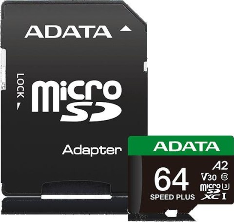 Adata Karta pamięci microSD Speed Plus 64GB UHS1 U3 V30 A2 160/140 MB/s