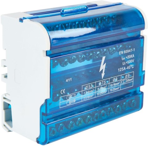 Blok rozdzielczy 4 pola 11 otworów VCX Blok rozdzielczy 4 pola 11 otworów VCX