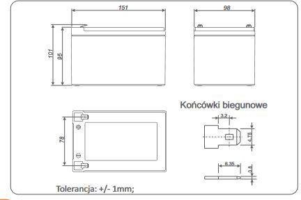 Akumulator AGM ALARMTEC serii BP 12V 12Ah