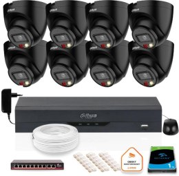 ZESTAW 8 Kamer IP Dahua 4mpx IPC-HDW1439V-A-IL-BLACK + DYSK
