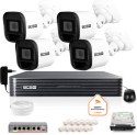 Zestaw monitoringu IP BCS Basic 4x Kamera BCS-B-TIP12FR3(2.0) Rejestrator z dyskiem