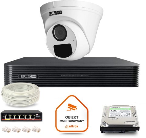 Zestaw monitoringu IP BCS Basic 1x Kamera BCS-B-EIP15FR3(2.0) Rejestrator z dyskiem