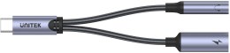 Unitek Adapter USB-C na minijack 3,5mm i USB-C 60W