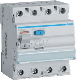 Wyłącznik różnicowoprądowy 3P+N 25A 30mA 6kA AC HAGER CDC425J