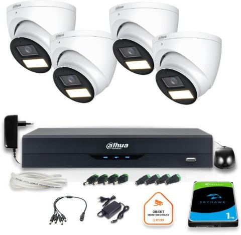 Zestaw monitoringu 4w1 Dahua 4 Kamery zewnętrzne FullHD z dyskiem