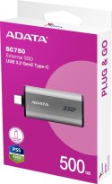 Adata Zewnętrzny dysk SSD SC750 500G USB3.2C 1050/1000 MB/s