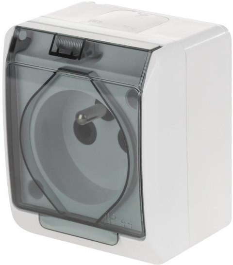 Hermes Gniazdo hermetyczne pojedyncze natynkowe z uziemieniem 16A IP44 z klapką dymną GNT 0321-01