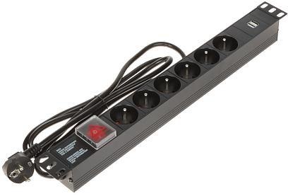 Listwa zasilająca 6 gniazd Schuko PD-6/R-USB