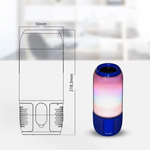 Bezprzewodowy inteligentny głośnik LED V-TAC z technologią bluetooth 2x3W USB micro SD niebieski VT-7456