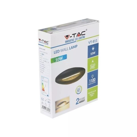 Kinkiet ścienny V-TAC 10W LED czarny VT-811 3000K 1100lm