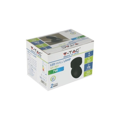 Oprawa 360st V-TAC 7W LED iluminacja elewacji/wnęk okiennych czarna IP65 VT-707 4000K 770lm