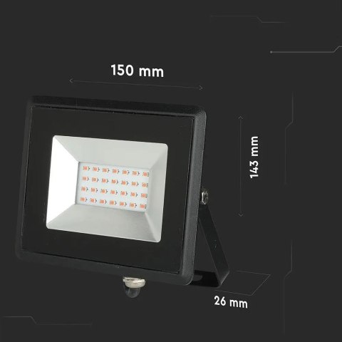 Projektor LED V-TAC 20W SMD E-series czarny VT-4021 Kolor Czerwony