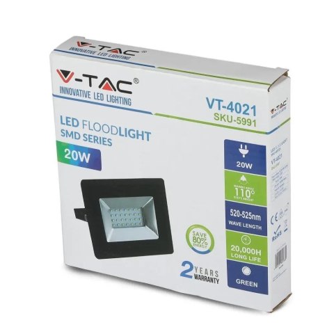 Projektor LED V-TAC 20W SMD E-series czarny VT-4021 Kolor Zielony