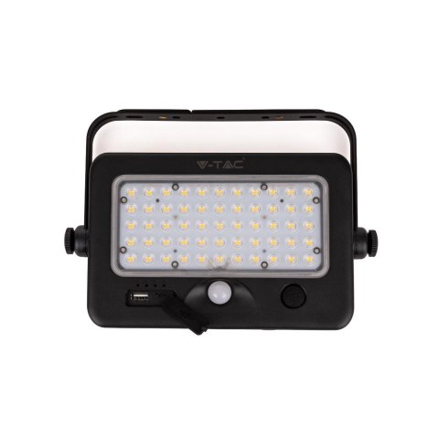 Projektor LED solarny V-TAC 10W USB czarny IP65 VT-788-10 4000K 1100lm