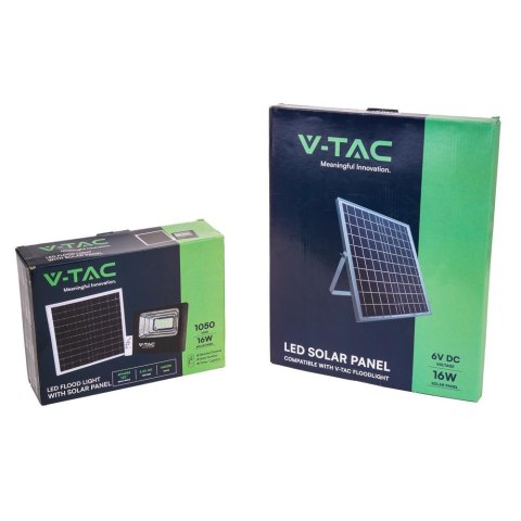 Projektor LED solarny V-TAC 16W czarny IP65 pilot timer VT-40W 6000K 1050lm