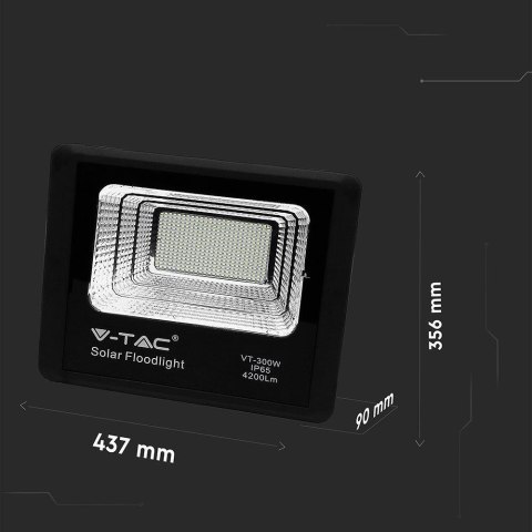 Projektor LED solarny V-TAC 50W czarny IP65 pilot timer VT-300W 4000K 4200lm