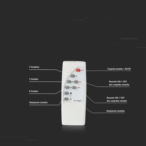 Projektor LED solarny V-TAC 50W czarny IP65 pilot timer VT-300W 4000K 4200lm