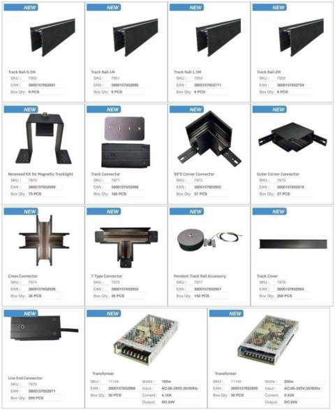 Szyna 100cm szynosystem magnetyczny 24V V-TAC czarna V-TAC