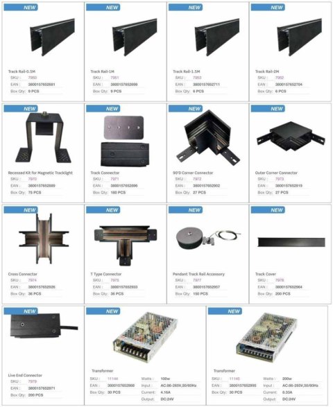 Uchwyt podtynkowy szynosystem magnetyczny 24V V-TAC