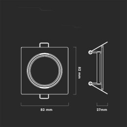 Oczko V-TAC GU10 kwadrat ruchome białe (opak. 2 szt) VT-817-SQ-W 3 lata gwarancji