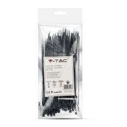 Opaski zaciskowe V-TAC 2.5x150mm czarna 8kg Nylon66 (opak. 100szt)