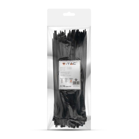 Opaski zaciskowe V-TAC 3.5x250mm czarna 18kg Nylon66 (opak. 100szt)