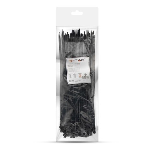 Opaski zaciskowe V-TAC 3.5x300mm czarna 18kg Nylon66 (opak. 100szt)