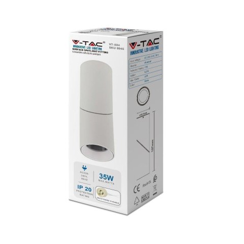 Oprawa V-TAC aluminiowa GU10 okrągła natynkowa tuba biała VT-804 3 lata gwarancji