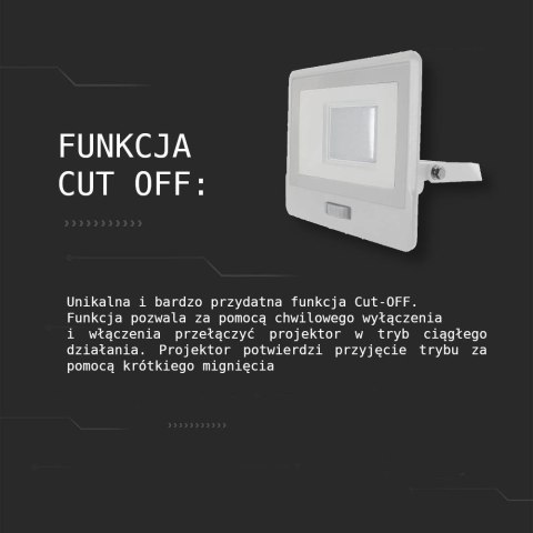 Projektor LED V-TAC 10W SAMSUNG CHIP czujnik ruchu biały Z mufą VT-118S 4000K 735lm 5 lat gwarancji