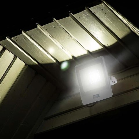 Projektor LED V-TAC 30W SAMSUNG CHIP czujnik ruchu biały przewód 1M VT-138S-1 4000K 2340lm 5 lat gwarancji
