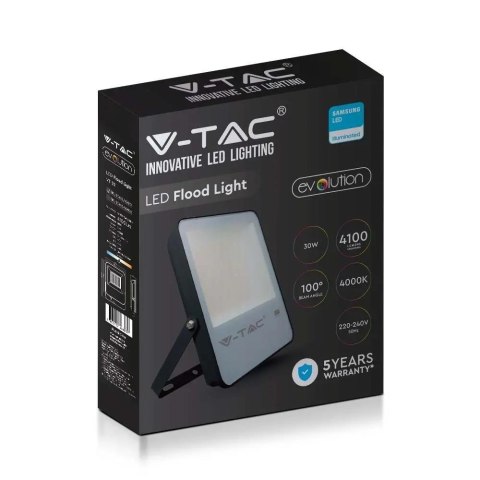 Projektor LED V-TAC 50W SAMSUNG CHIP czarny 137Lm/W evolution VT-52 6500K 6850lm 5 lat gwarancji