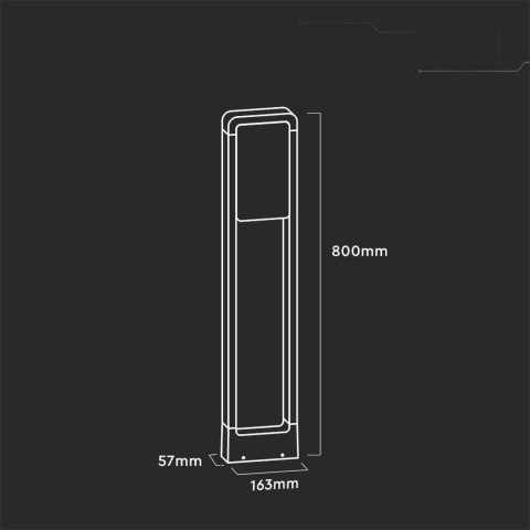 Słupek ogrodowy V-TAC 10W LED SAMSUNG CHIP czarny IP65 80cm VT-33 6400K 900lm 3 lata gwarancji