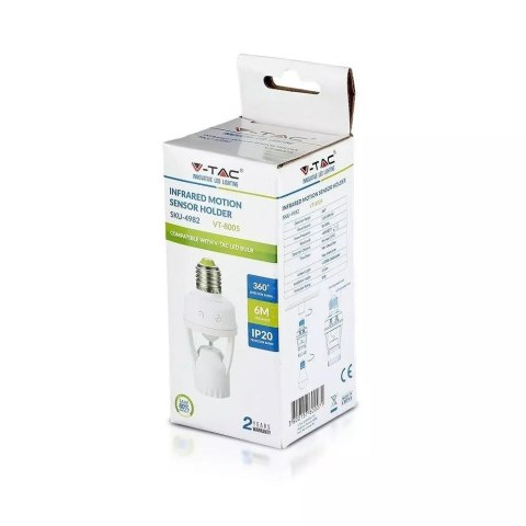 Czujnik ruchu 360st z oprawką E27 V-TAC VT-8005