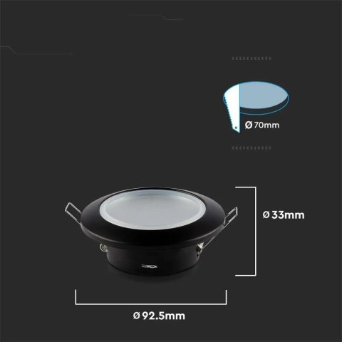 Oczko V-TAC GU10 wpuszczane okrągłe szczelne z szybą IP44 czarny VT-981 3 lata gwarancji