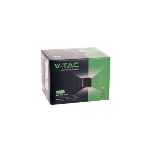 Oprawa ścienna 5W V-TAC góra dół regulowana czarny okrągły IP65 BRIDGELUX VT-756-B 4000K 700lm