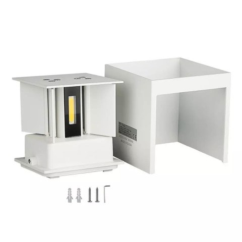Oprawa ścienna V-TAC 5W kinkiet góra dół regulowana biały kwadrat IP65 BRIDGELUX VT-759-W 3000K 700lm