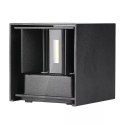 Oprawa ścienna V-TAC 5W kinkiet góra dół regulowana czarny kwadrat IP65 BRIDGELUX VT-759-B 3000K 700lm