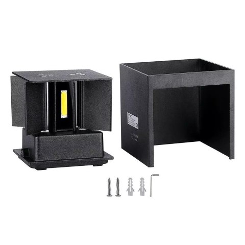 Oprawa ścienna V-TAC 5W kinkiet góra dół regulowana czarny kwadrat IP65 BRIDGELUX VT-759-B 3000K 700lm
