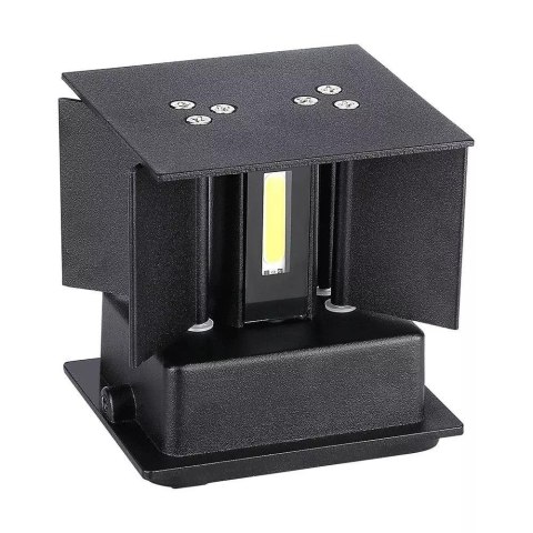 Oprawa ścienna V-TAC 5W kinkiet góra dół regulowana czarny kwadrat IP65 BRIDGELUX VT-759-B 3000K 700lm