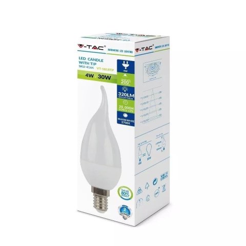 Żarówka LED V-TAC 4W E14 świeczka płomyk VT-1818TP 6400K 350lm