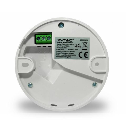Czujnik ruchu 360st z funkcją on/off sufitowy biały V-TAC VT-8049